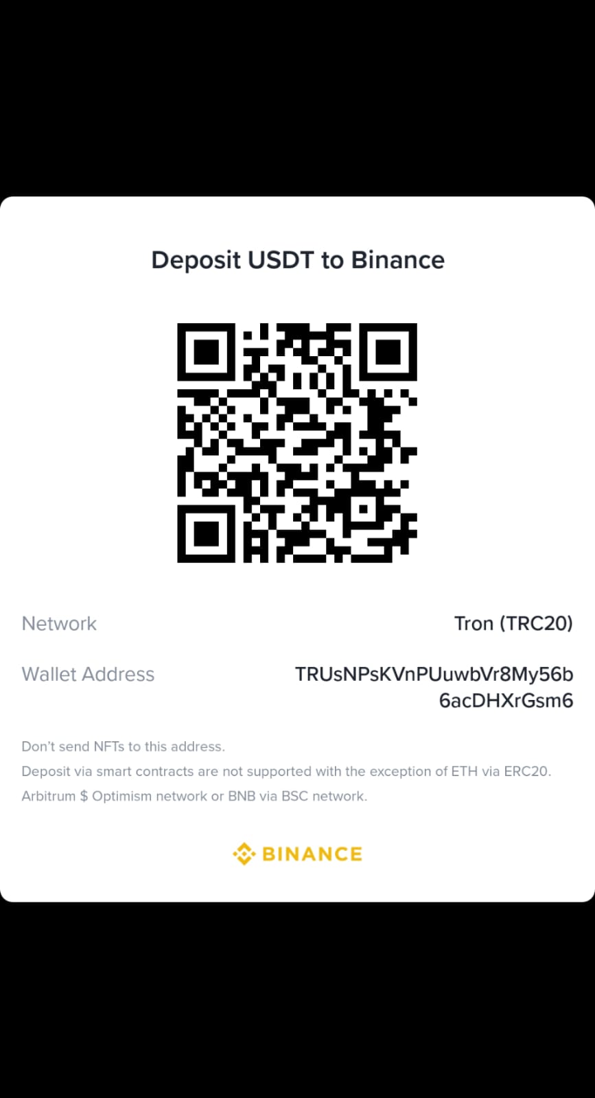 Binance TRC20 QR Code